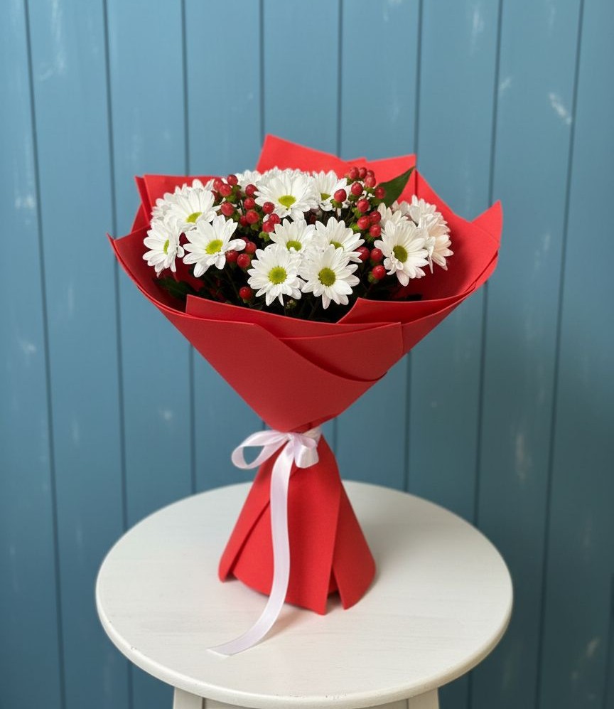 Букет ягоды на снегу в Мге Букет цветов из: Хризантемы в Мге