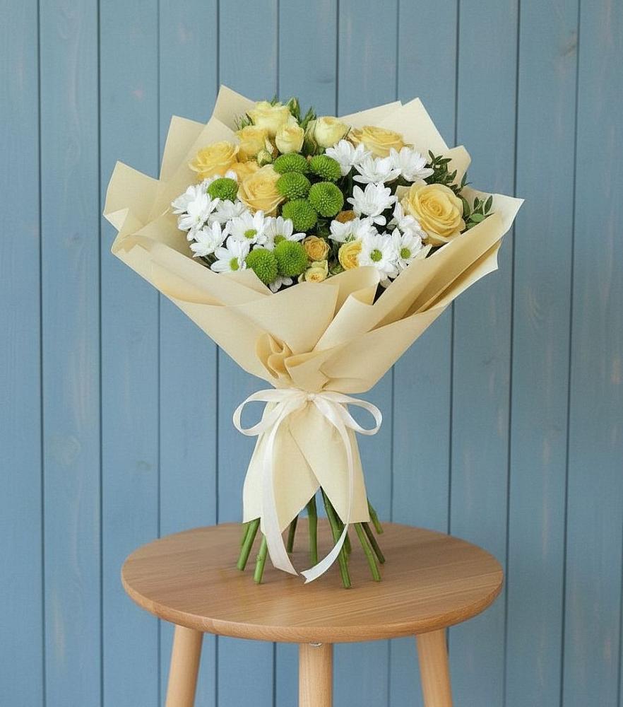 Букет цветов из: Хризантемы и Розы в Мге