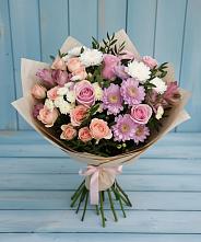 Букет цветов из:  Хризантемы, Розы и Альстромерии в Мге