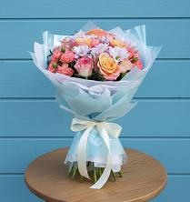 Букет Счастливые мгновение в Мге Букет цветов из:  Хризантемы и Розы в Мге